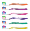 Vector set of colorful toothbrushes