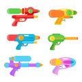 Vector set of colorful water guns for Songkran Festival Thailand Holidays. Royalty Free Stock Photo