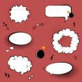 Vector set with comic speech bubbles, stars, bombs and halftone