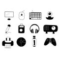 Vector set of computer hardware components icons