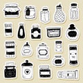 Hand draw vector set of condiment bottle sketch.