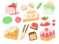 Vector set of confectionery and different sweets, a flat vector illustration. Royalty Free Stock Photo