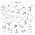 Vector set of constellations. Astrology astronomy. Mystical symbols. Andromeda Cepheus Hercules Orion Cassiopeia