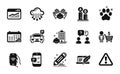 Vector set of Construction building, Internet app and Builders union icons simple set. Vector