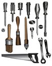 Vector set of construction tools. Screwdrivers, brushes, saw Royalty Free Stock Photo