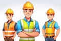 vector set of construction workers cartoonvector set of construction workers cartoonvector cartoon of happy smiling male and femal