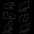 Vector set of contour cat silhouettes.