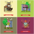 Vector set of cool robots, flat style design Royalty Free Stock Photo