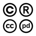 Vector set of the copyright registered trademark public domain and creative commons symbols Royalty Free Stock Photo