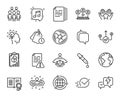 Vector set of Correct way, Court judge and Instruction manual line icons set. Vector