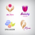 Vector set of cosmetics, spa, beauty salon, massage logos