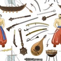 Vector set of Cossacks objects pattern