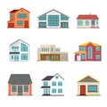 Vector set of cottage building flat icons