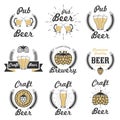 Vector set of craft beer emblems, logos, badges and labels Royalty Free Stock Photo