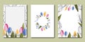 Vector set of creative spring universal floral cards