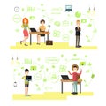 Vector set of creative team people in flat style