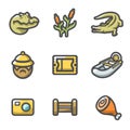 Vector Set of Crocodile farm Icons. Croco travel