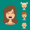 Vector set crying emoticons face of people fear shock surprise avatars characters illustration