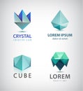 Vector set of crystal faceted abstract logo