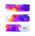 Vector set of crystal modern faceted geometric colorful banners