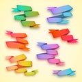 Vector set of curved ribbon rainbow paper banners