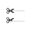 Vector set cut line icon with scissors on white isolated background. Layers grouped for easy editing illustration. Royalty Free Stock Photo