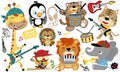 Vector set of cute animals cartoon playing music instruments