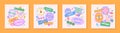 Vector set of cute backgrounds with patches and stickers in 90s style Royalty Free Stock Photo