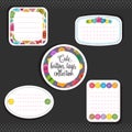Vector set of cute bright colorful buttons tags and stickers. Di Royalty Free Stock Photo