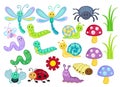 Vector Set of Cute Cartoon Bugs.