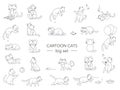 Vector set of cute cartoon style cat in different poses Royalty Free Stock Photo