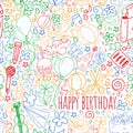 Vector set of cute creative illustration templates with birthday theme design. Hand Drawn for holiday, party invitations Royalty Free Stock Photo