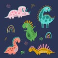 Vector set of cute dinosaurs