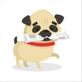 Vector set of cute dogs pugs for cards, banners and posters