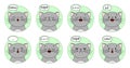 Vector set of cute funny emoticons cats. Emoji cats set. A set for social networks, messenger and chats. Different smiles with