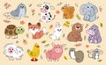 Vector Set of cute hand drawn animals Royalty Free Stock Photo