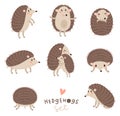 Vector set of cute hedgehogs Royalty Free Stock Photo