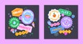 Vector set of cute illustrations with patches and stickers in 90s style Royalty Free Stock Photo