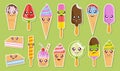 Vector Set Of Cute kawaii animals sticker. Kawaii faces. Cartoon Animals. Kawaii rabbit. Kawaii eyes. Royalty Free Stock Photo