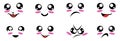Vector Set Of Cute kawaii. Kawaii faces. Cartoon faces. Kawaii eyes. Royalty Free Stock Photo