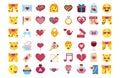 Set cute kawaii saint valentine emojis colorful isolated