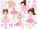 Vector Set with Cute Little Ballerinas Royalty Free Stock Photo