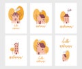 Vector set of cute little houses for autumn poster Royalty Free Stock Photo