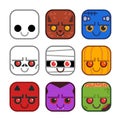 Vector set of cute monster icons in flat design style. Ghost, Werewolf, Frankenstein, Skeleton, Mummy, Pumpkin, Devil, Vampire, Zo