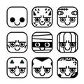 Vector set of cute monster icons in flat design style.
