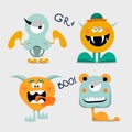 Vector set of cute monsters. flat vector illustration Royalty Free Stock Photo