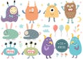 Vector set of cute monsters Royalty Free Stock Photo