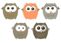 Vector set of cute owls Royalty Free Stock Photo