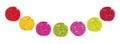 Vector Set of Cute Red, Pink, and Yellow Birthday Party Paper Pom Poms. Great for handmade cards, invitations, wallpaper