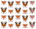 Vector Set of Cute Reindeer Faces